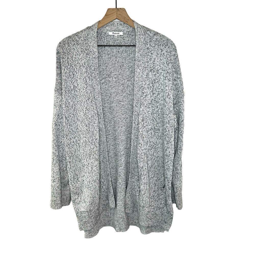Madewell Women Midland Open Front Cotton Front Pockets Long Sleeve Cardigan Sz L